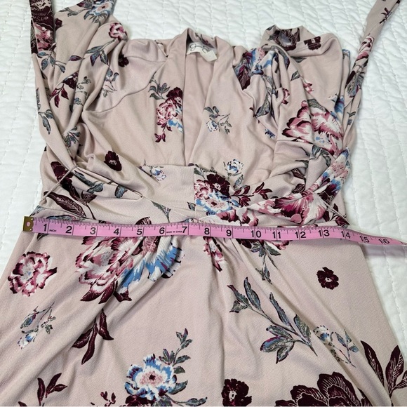 Jessica Simpson Maternity Blouson Cream and Burgundy Floral Dress - Picture 6 of 14